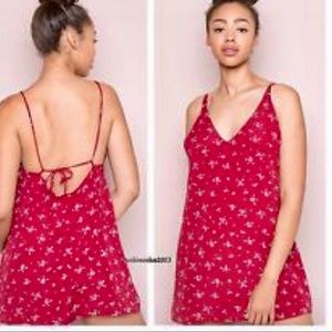 Brandy Red Floral Tie Dress